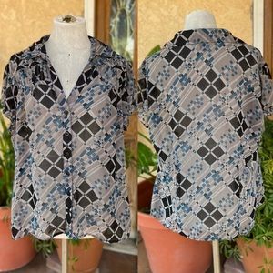 East5th Women’s Sheer Patterned Blouse (XL)